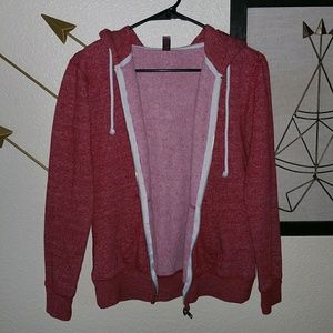 Burgundy Zip Up Sweat Shirt